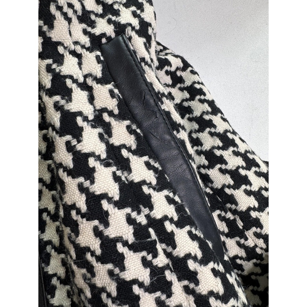 Calvin Klein Coat Womens 10 Black White Houndstooth Wool Tweed Zip Pockets - Picture 6 of 10